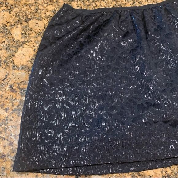 Black Leopard Print Shiny Skirt Size 14 Metallic Tonal Black On Black - Picture 7 of 11